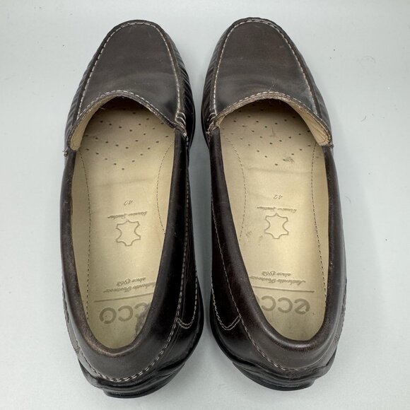 ECCO Men\'s Classic Moc 2.0 Slip on Driving Style Loafer Brown Leather Sz 8.5